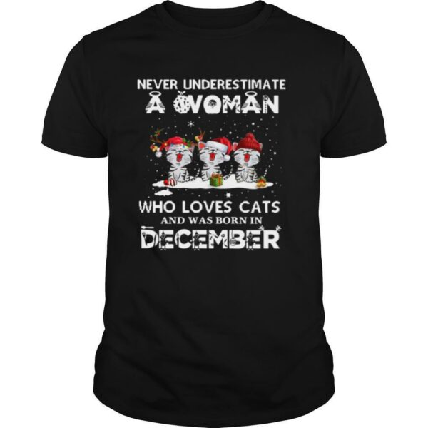 never underestimate a woman who loves cats and was born in November Christmas shirt