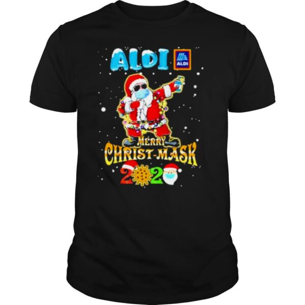 santa claus dabbing aldi merry christmas mask 2020 covid19 shirt