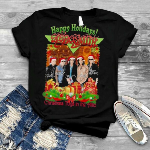 Aerosmith Happy Holidays Christmas Toys in the Attic 2022 signatures shirt