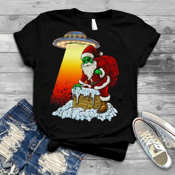 Alien Santa Ufo Paranormal Funny Christmas Graphic shirt