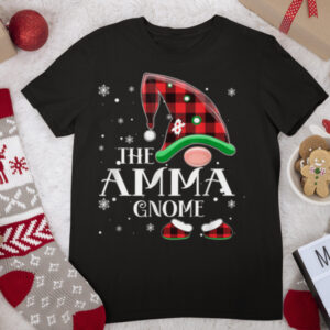 Amma Gnome Buffalo Plaid Red Matching Family Christmas T Shirt