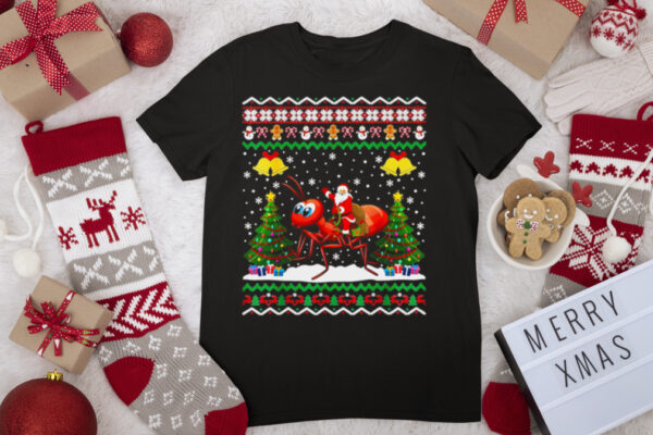 Ants Ugly Santa Riding Ant Christmas Sweater T shirt