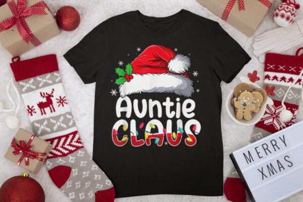 Auntie Claus Matching Family Pajamas Funny Christmas Party T Shirt