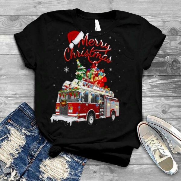 Awesome Firetruck Santa Sleigh Christmas Firefighter shirt