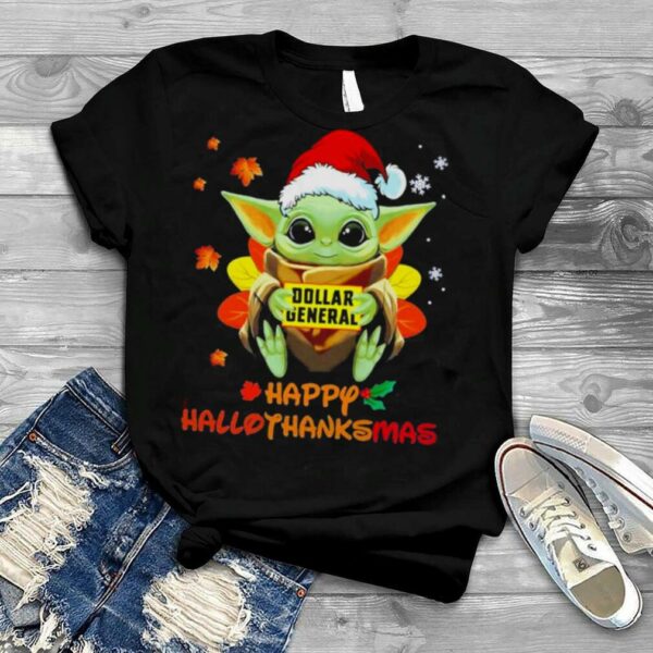 Baby Yoda Hug Dollar General Happy Halloween Thank ChristMass 2022 shirt