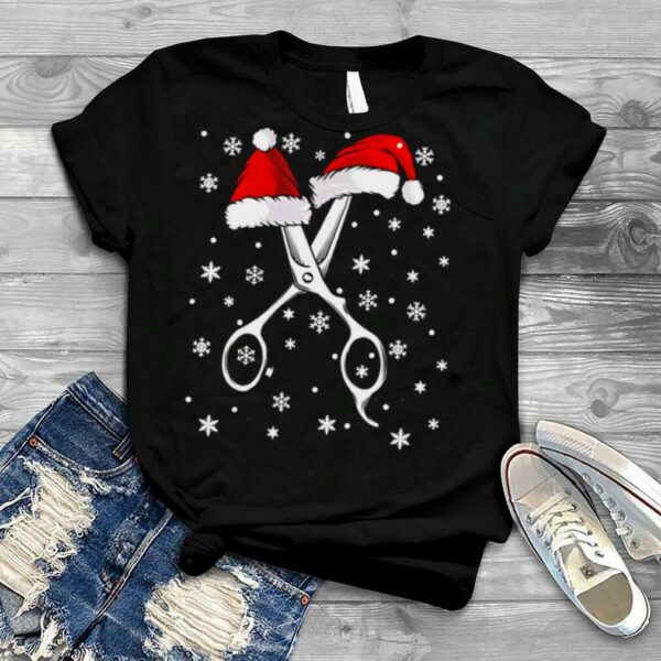 Barber Scissor Santa Hat Funny Barbershop Christmas shirt