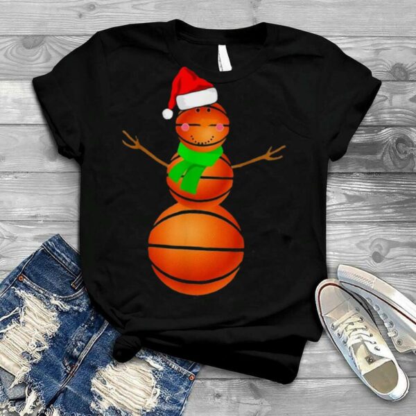 Basketball Snowman Christmas Snow Santa Hat Scarf Holiday Sweater T shirt