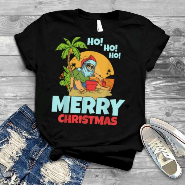 Beach Kids Boys Santa Xmas Merry Ho Ho Ho Christmas in July T Shirt