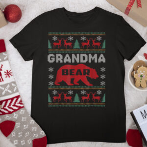 Bear Grandma Holiday Snow Tree Reindeer Ugly Christmas T Shirt