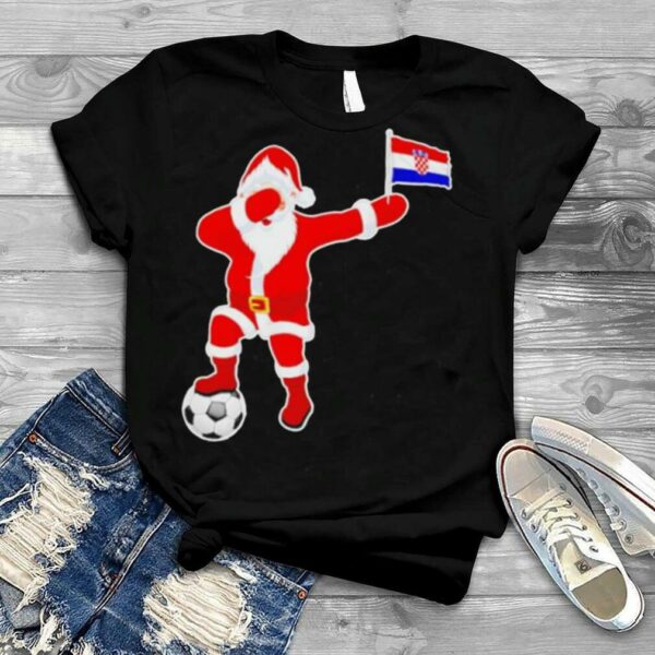 Best croatia soccer dabbing Santa Christmas Croatian flag shirt