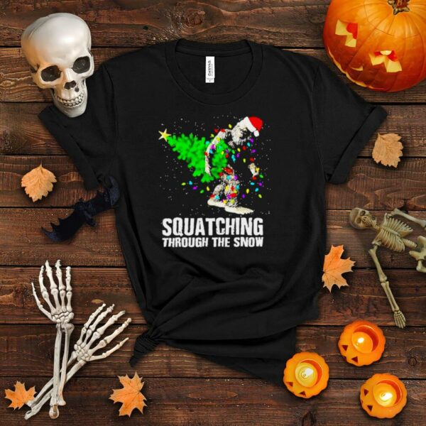 Bigfoot Squatching Through The Snow Christmas shirt