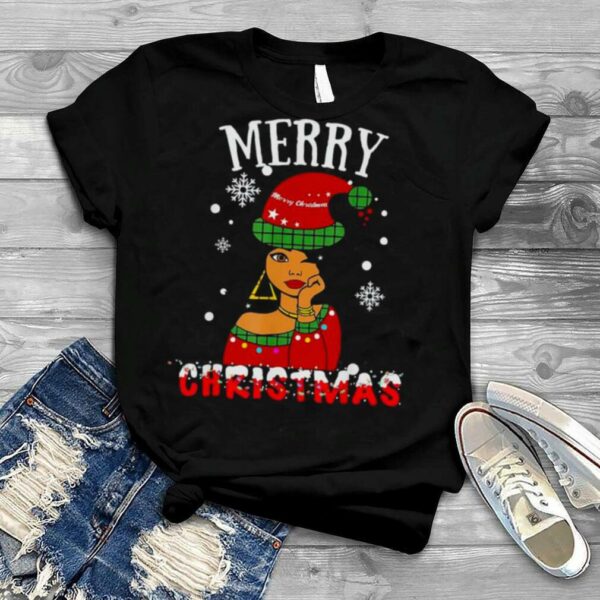 Black African American Merry Christmas Melanin Women Santa shirt