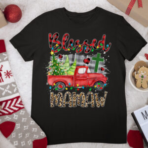 Blessed Mamaw Buffalo Plaid Christmas Xmas Truck Women T Shirt