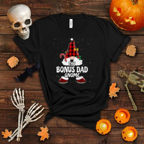 Bonus Dad Gnome Buffalo Plaid Matching Family Christmas T Shirt