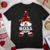 Boss Gnome Buffalo Plaid Matching Family Christmas Pajama T Shirt