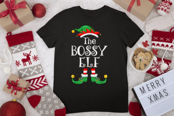 Bossy Elf Matching Group Xmas Funny Family Christmas T Shirt