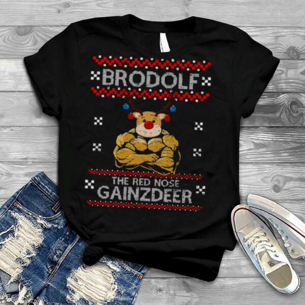 Brodolf The Red Nose Gainzdeer Ugly Christmas Pattern shirt