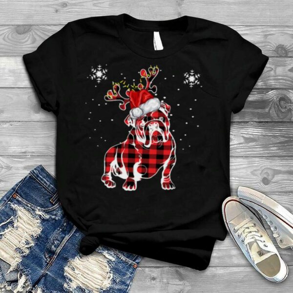 Bulldog Christmas Reindeer Pjs Family Matching Plaid Buffalo shirt