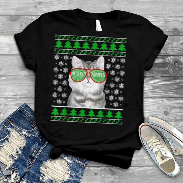 Cat With Sunglasses Meowy Ugly Christmas shirt