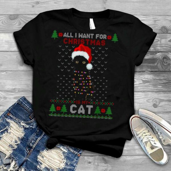 Cat lovers Cute Cat Santa Hat Ugly Christmas T Shirt