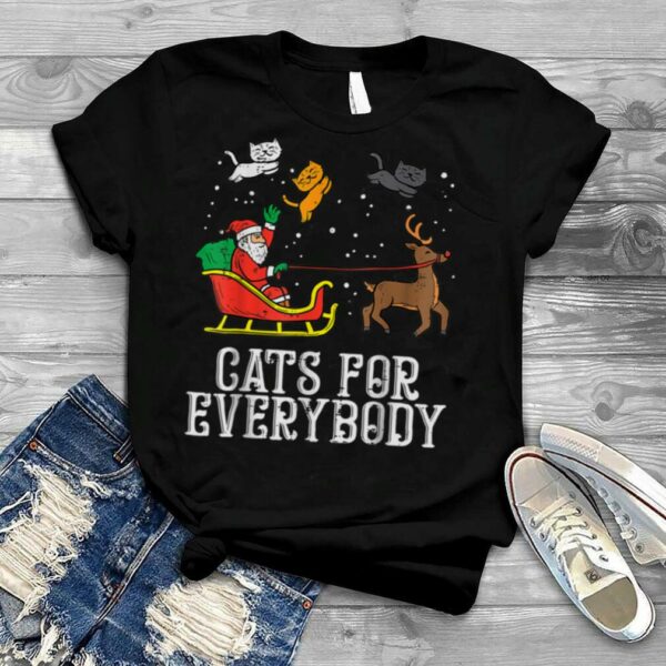 Cats For Everybody Santa Funny Christmas PJs Xmas Women T Shirt