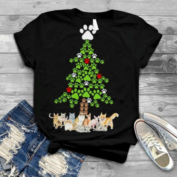 Cats Paw Meow Tree Christmas Meowmas Shirt