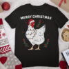 Chicken Merry Christmas Funny Santa Hat Chicken Lights Xmas T Shirt