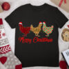 Chicken Merry Christmas Red Green Plaid Leopard Pajama T Shirt