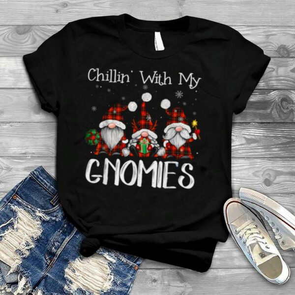 Chillin With My Gnomies Buffalo Red Plaid Christmas Gnome Shirt