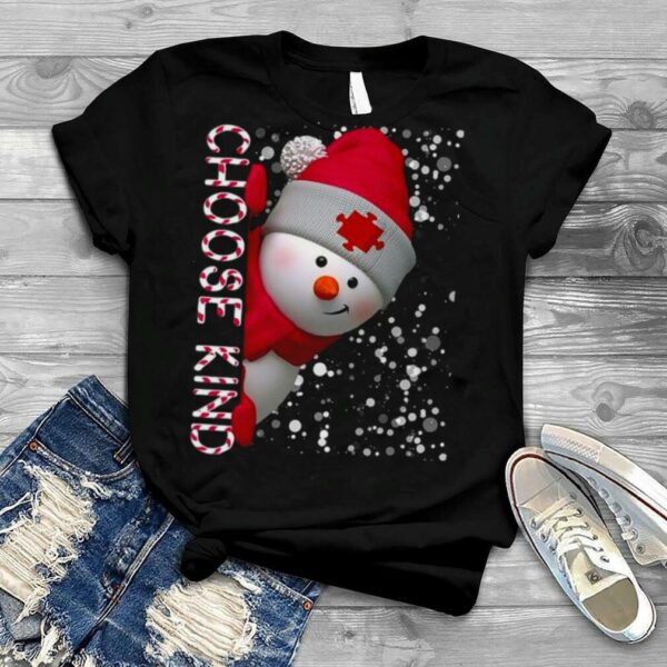 Choose Kind Autism Awareness Snowman for Christmas shirt