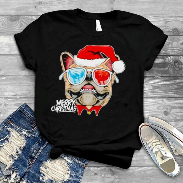 Christmas A Pitbull Dog Santa Hat On Xmas shirt