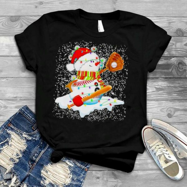 Christmas Baseball Bat Snowman Santa Snowflake Youth Shirt