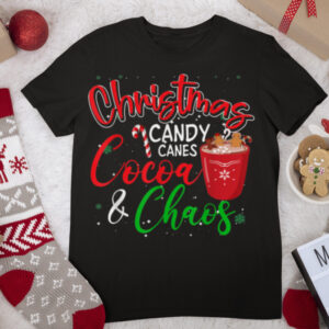 Christmas Candy Canes Cocoa and Chaos Xmas Pajama T Shirt