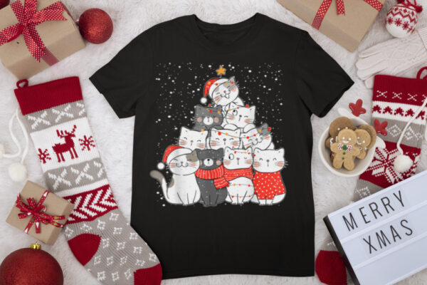 Christmas Cat For Men, Christmas Tree Cat Pajama Women T Shirt