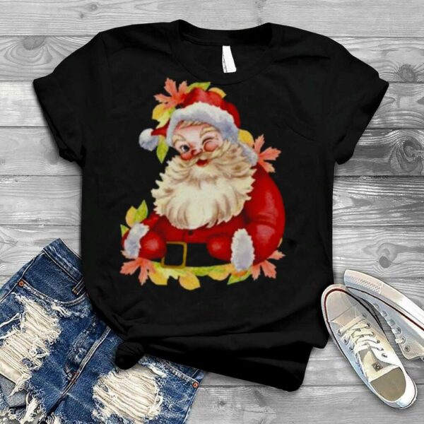 Christmas Cute Gift for Women Winking Funny Santa Fall shirt