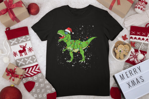 Christmas Dinosaur T Rex Pajamas Men Women Boys Kids Xmas T Shirt