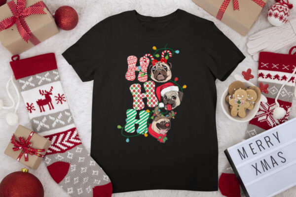 Christmas Ho Ho Ho Pug Dog Gift For Dog Lover Funny Xmas T Shirt