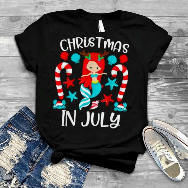 Christmas In July Cute Mermaid Summer Vacation T Shirt