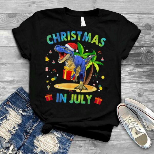 Christmas In July Gift for Boys Kids Mom Dad Dinosaur T Rex T Shirt