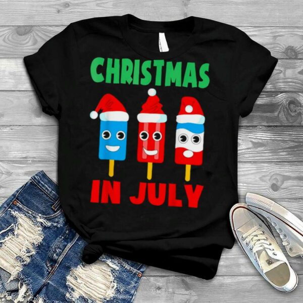 Christmas In July Ice Pops In Santa Hat Kids Toddler shirt