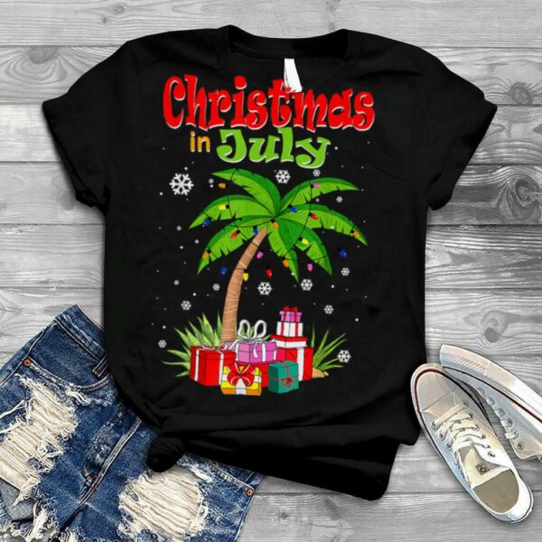 Christmas In July Palm Tree Xmas Tree Beach Summer Vacation T Shirt