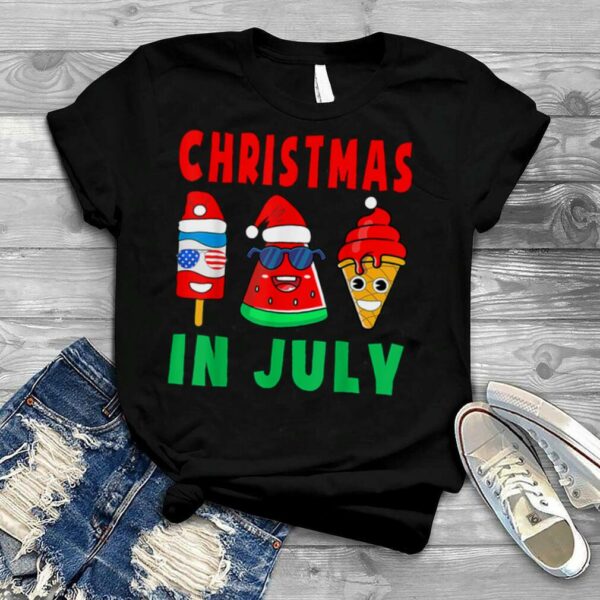 Christmas In July Watermelon Ice Pops Xmas Santa Hat Kids T Shirt