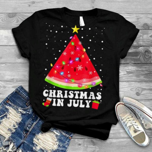 Christmas In July Watermelon Santa Summer Tree T Shirt