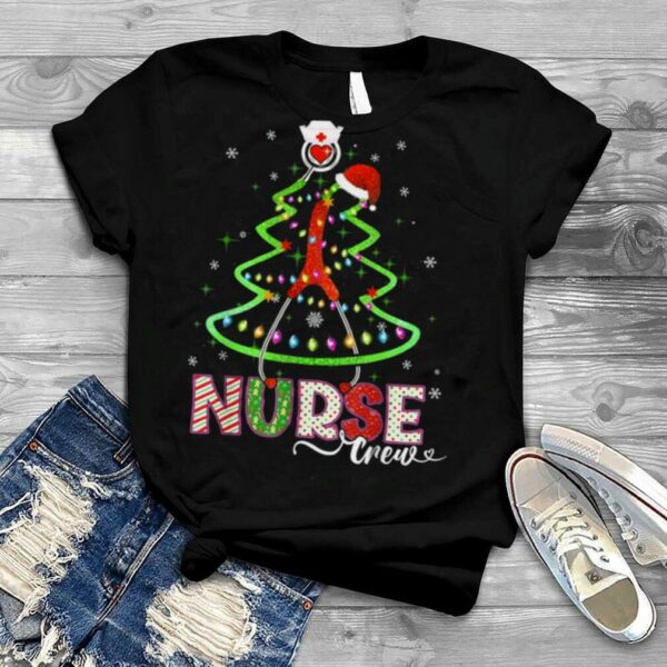 Christmas Nurse Crew Xmas pajama Scrub Stethoscope Pine Tree Shirt