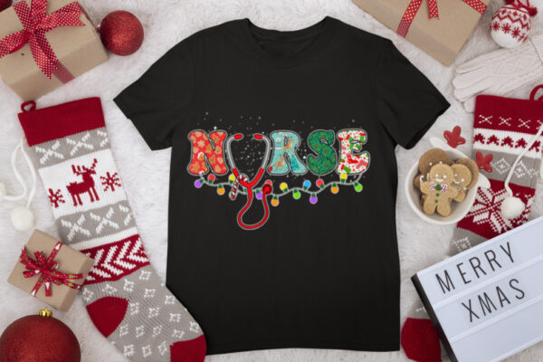 Christmas Nurse Nursing Cute Health Worker Christmas Pattern T Shirt