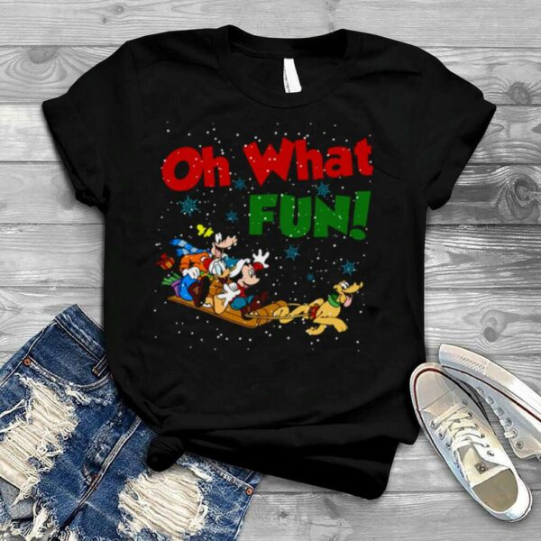 Christmas Oh What Fun Holiday Mickey And Donald Under Snow shirt