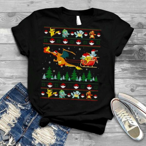 Christmas Pattern Pokemon Characters Santa Wagon shirt