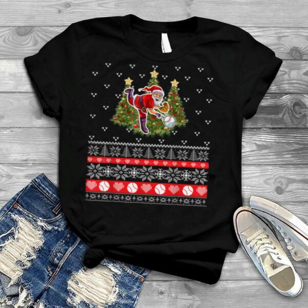 Christmas Santa Claus With Baseball T Shirt