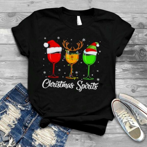 Christmas Spirits Glasses Of Wine Xmas Drinking Men Women shirt