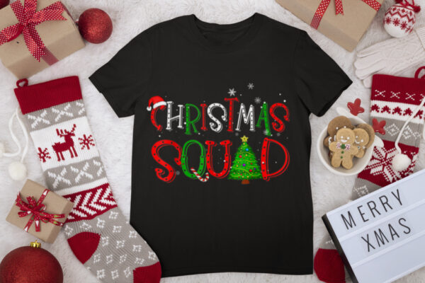 Christmas Squad Family Matching Pajamas Xmas Boys Kids Santa T Shirt